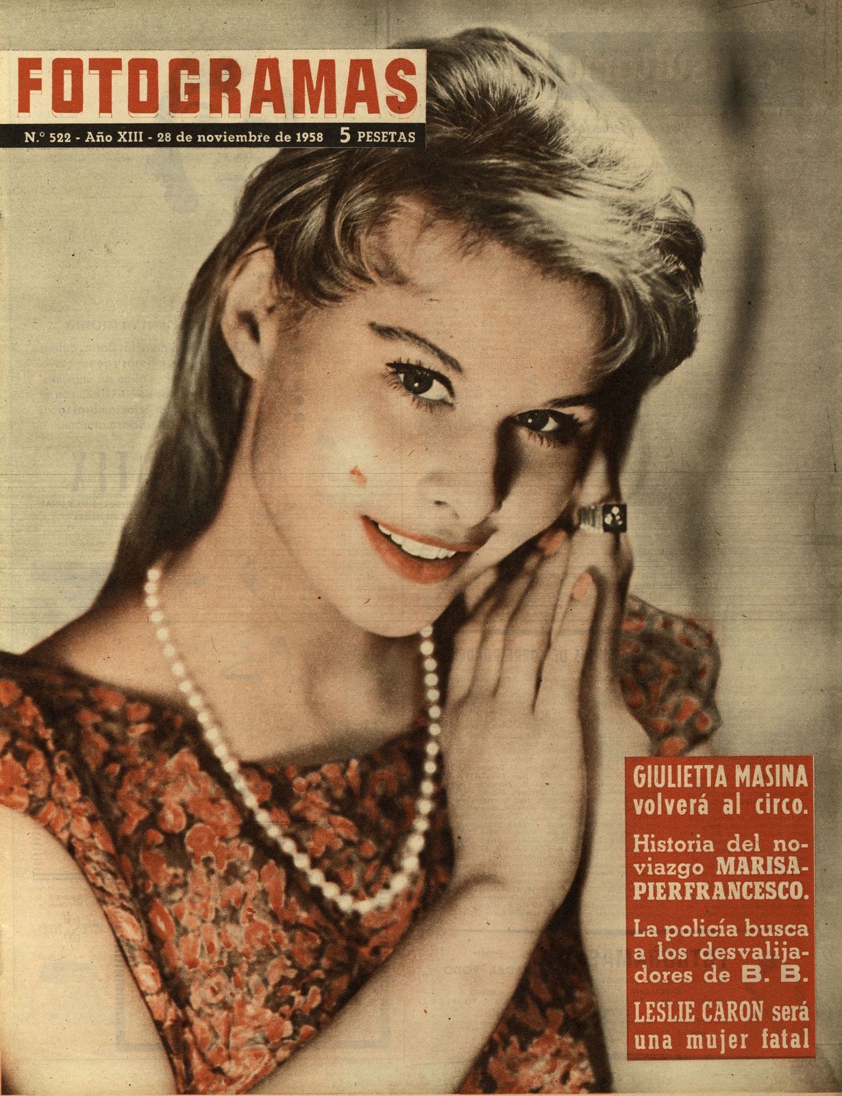 FOTOGRAMAS magazine cover Issue 522 28 November 1958