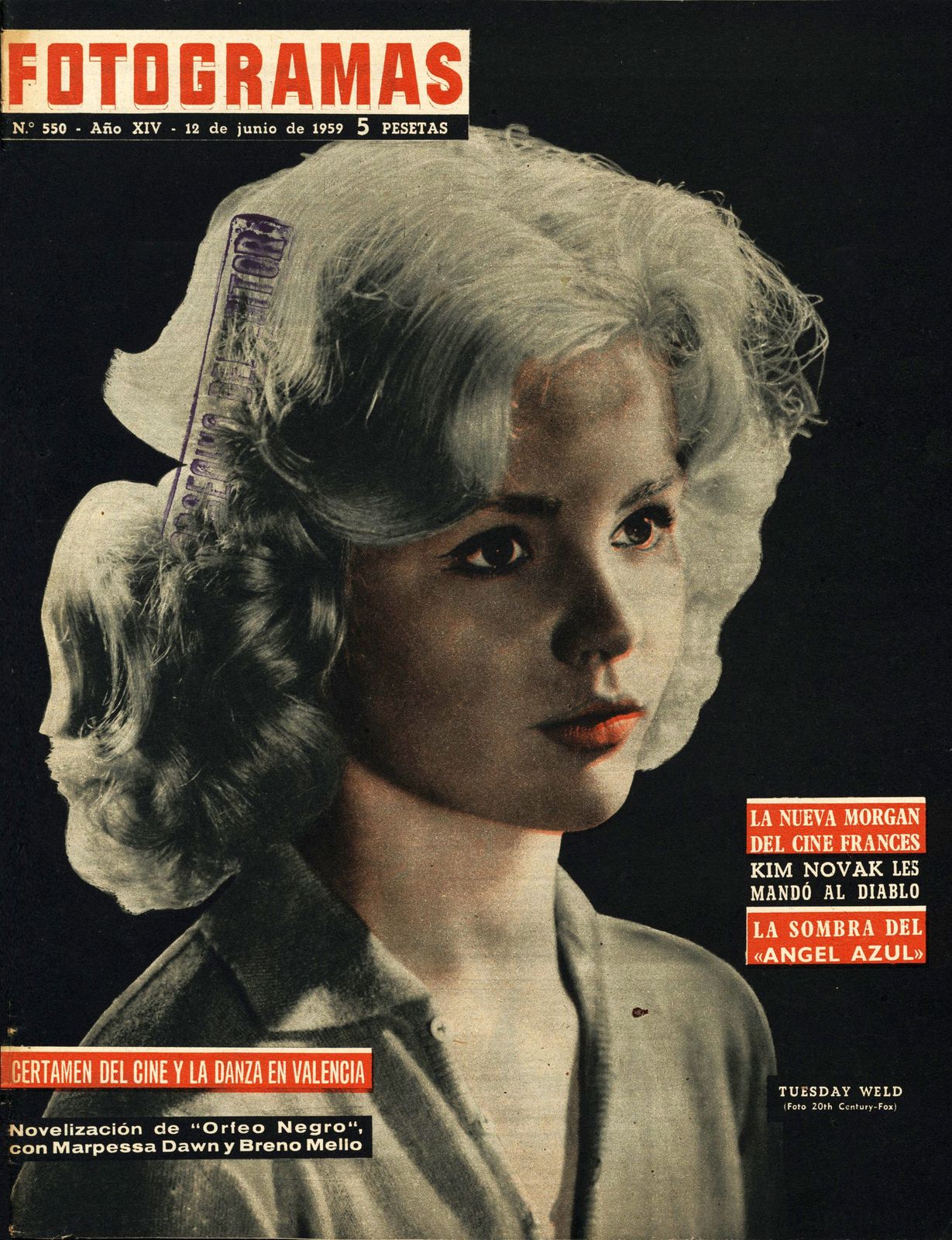 FOTOGRAMAS magazine cover Issue 550 12 June 1959