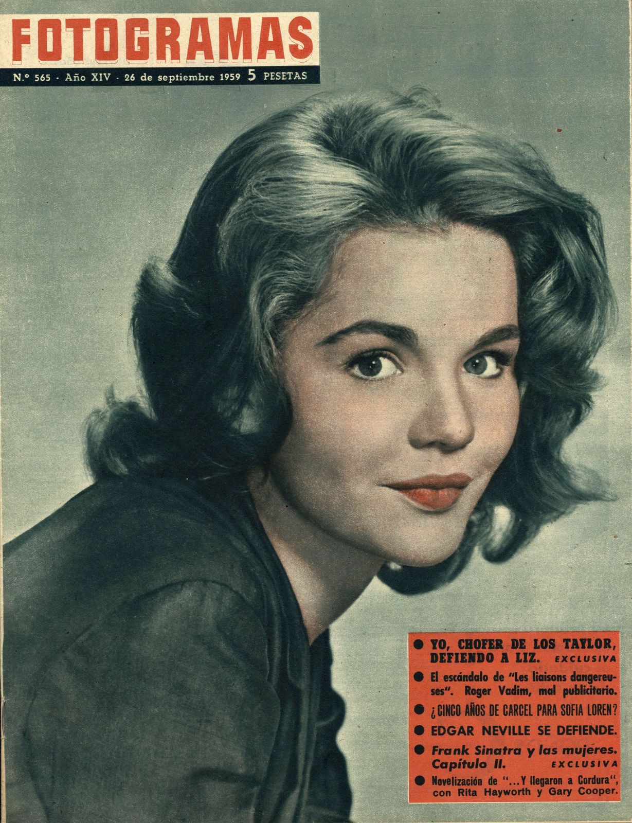 FOTOGRAMAS magazine cover Issue 565 25 September 1959