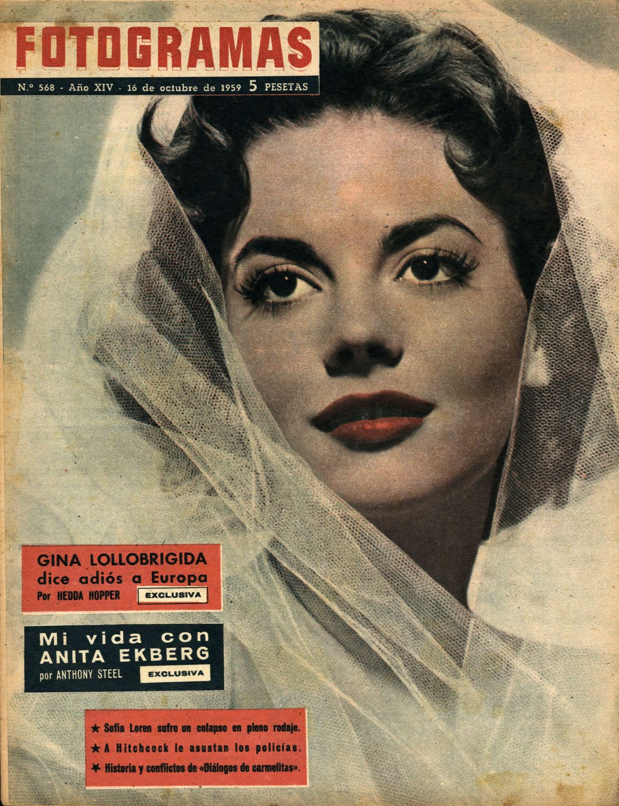 FOTOGRAMAS magazine cover Issue 568 16 October 1959