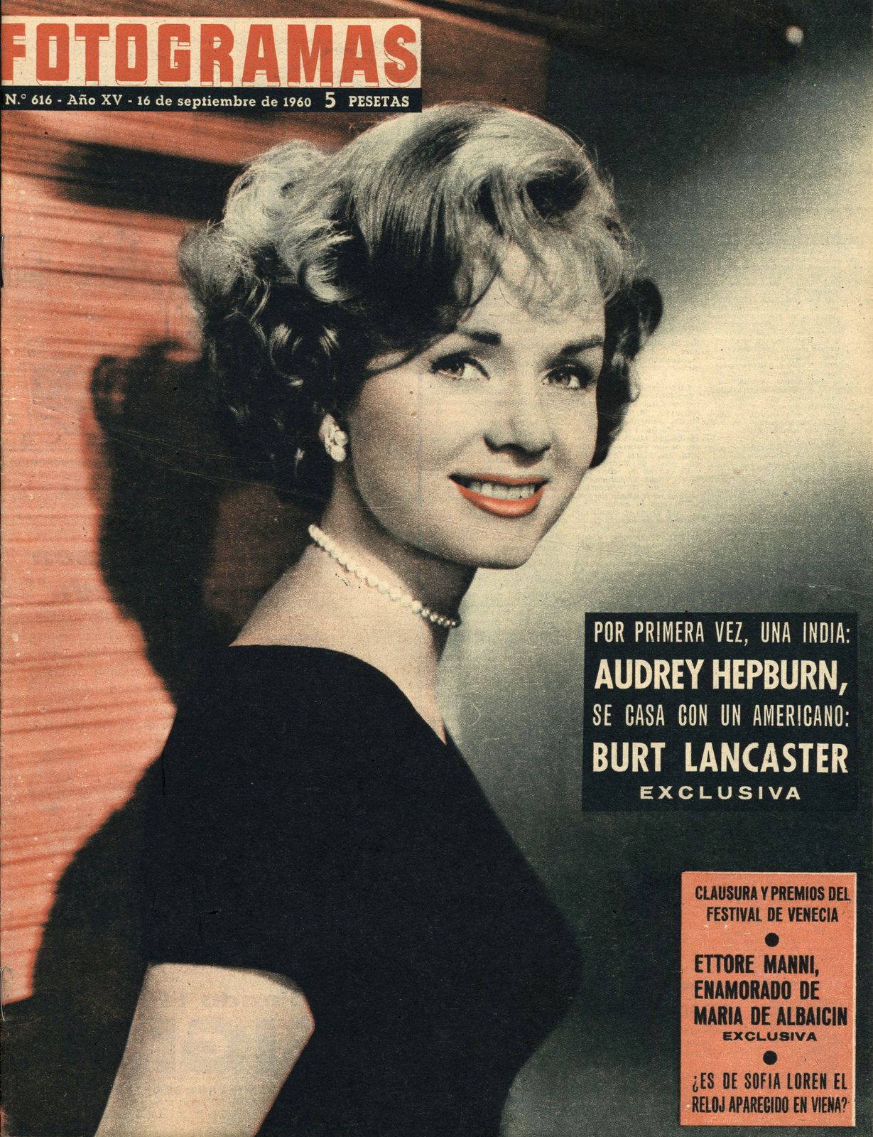 FOTOGRAMAS magazine cover Issue 616 16 September 1960