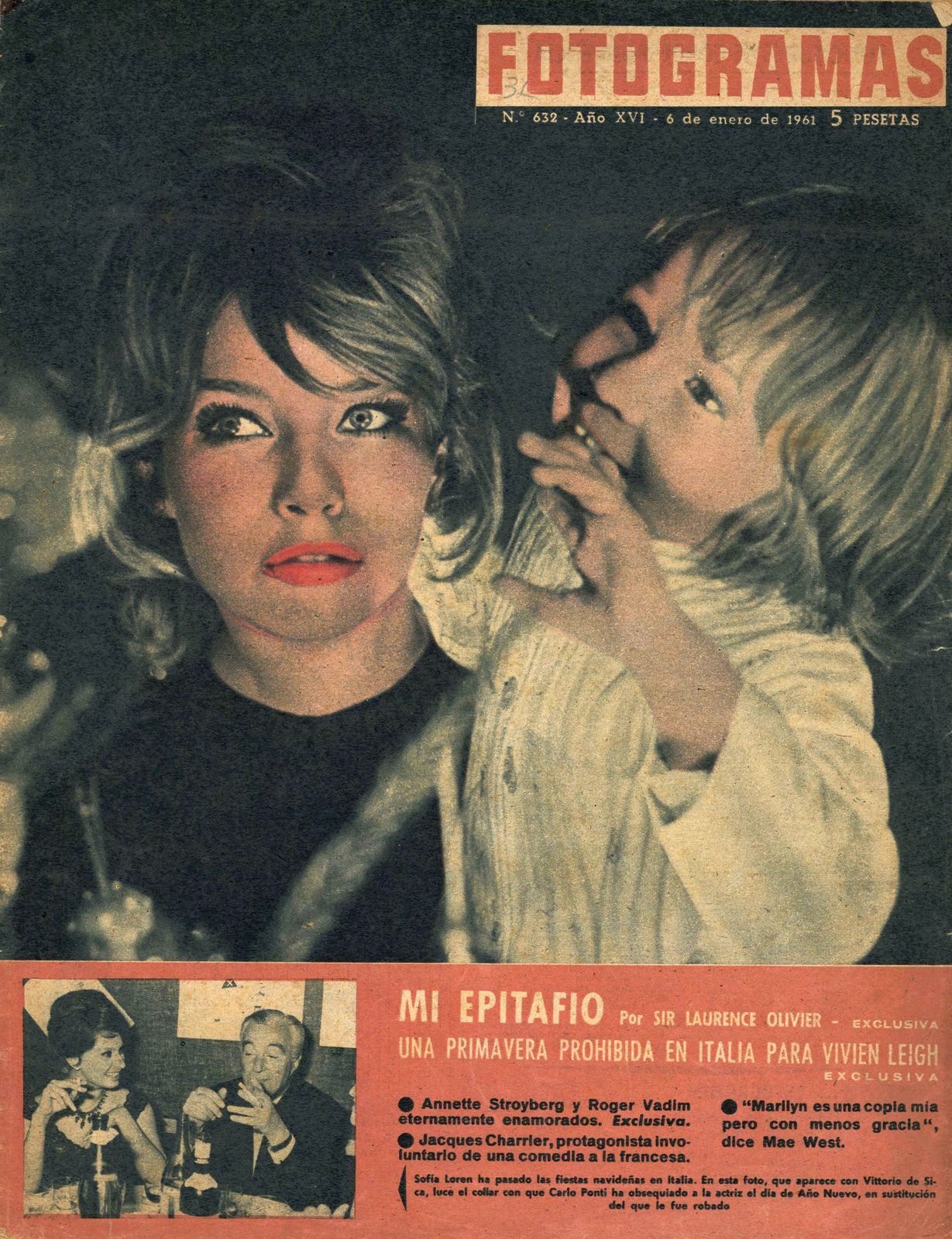 FOTOGRAMAS magazine cover Issue 632 6 January 1961