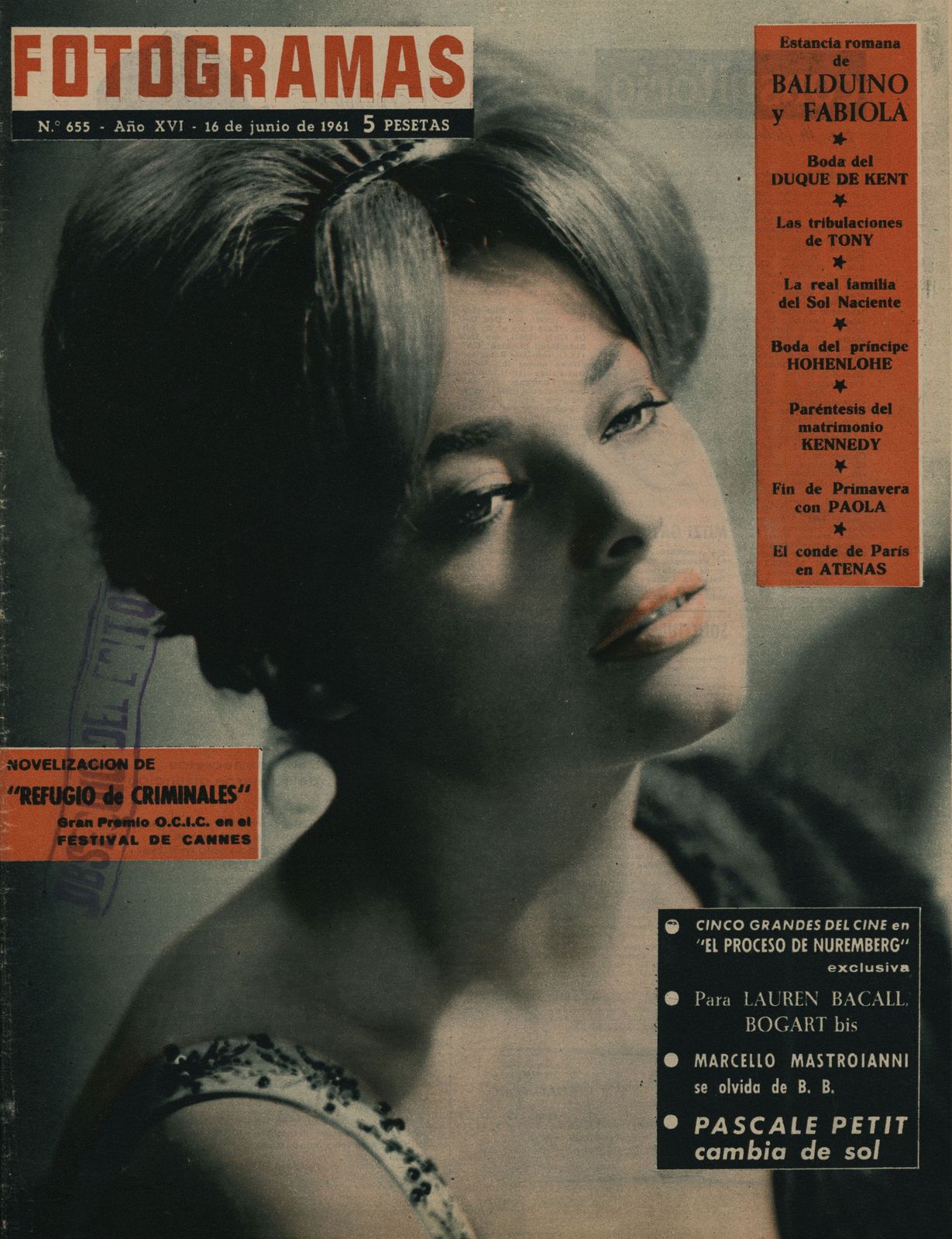 FOTOGRAMAS magazine cover Issue 655 16 June 1961