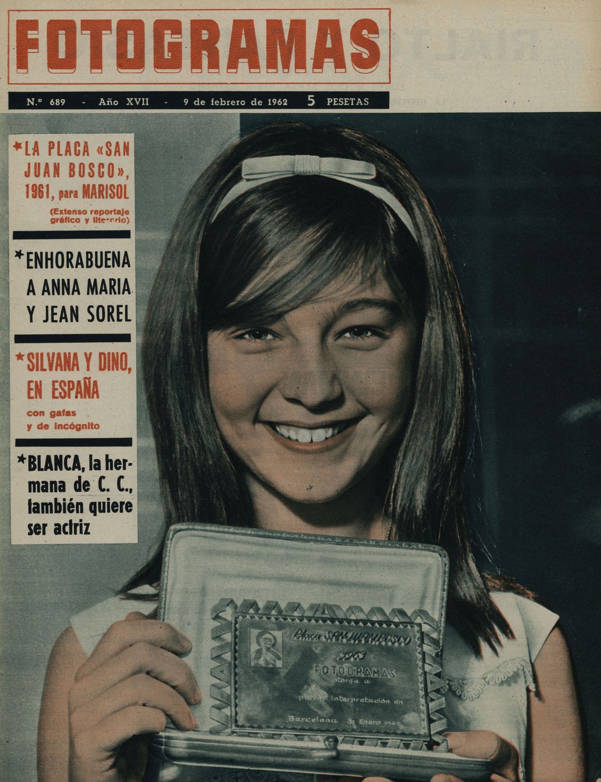 FOTOGRAMAS magazine cover Issue 689 9 February 1962