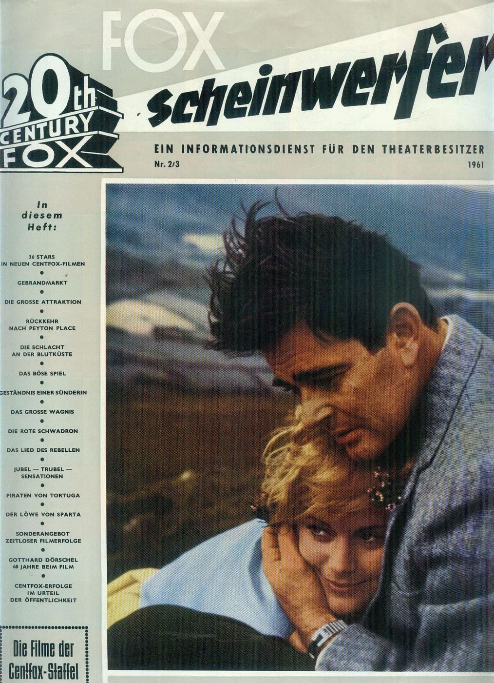 20TH CENTURY FOX SCHEINWERFER magazine cover Issue 2-3   1961