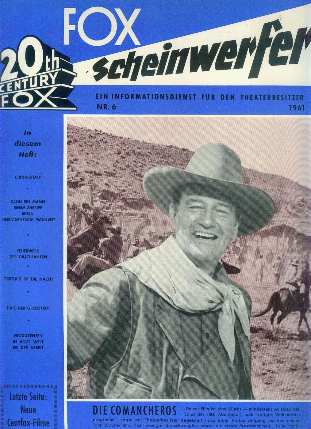 20TH CENTURY FOX SCHEINWERFER magazine cover Issue 6   1961