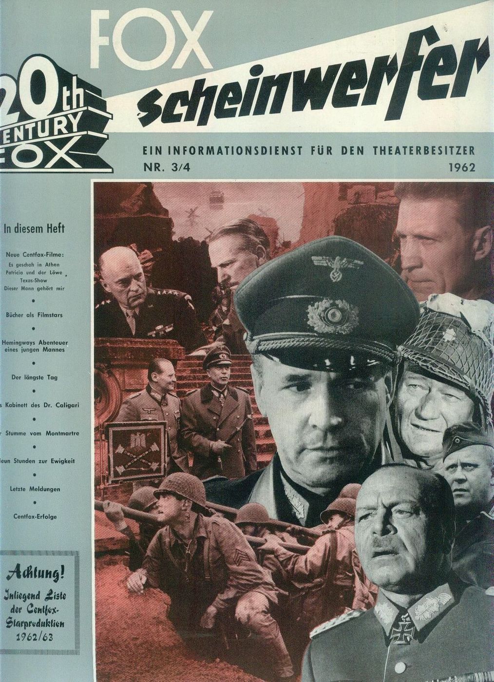 20TH CENTURY FOX SCHEINWERFER magazine cover Issue 3-4   1962