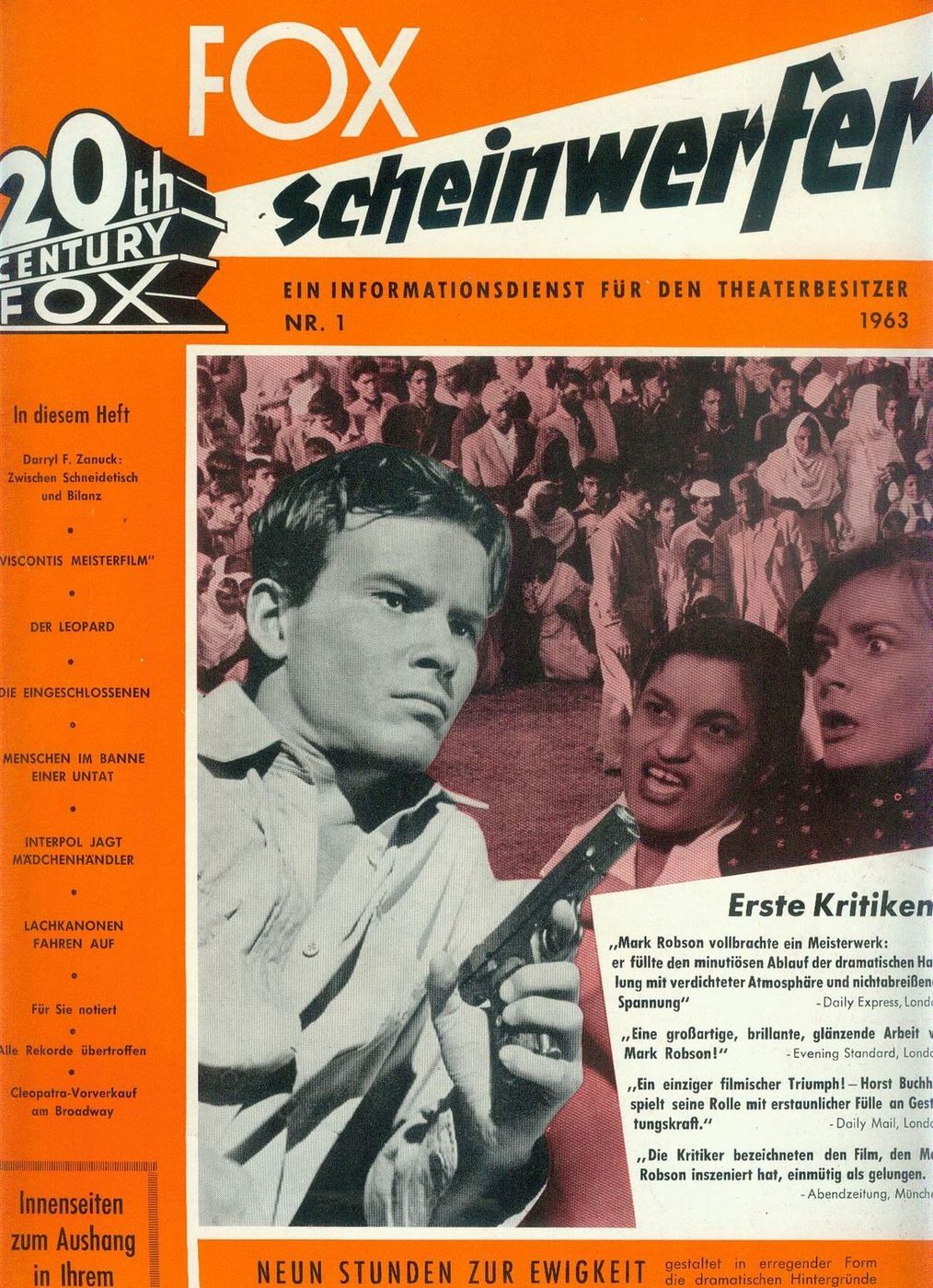 20TH CENTURY FOX SCHEINWERFER magazine cover Issue 1   1963