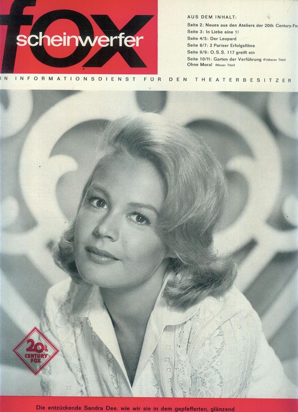20TH CENTURY FOX SCHEINWERFER magazine cover Issue 4   1963