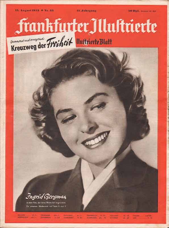 FRANKFURTER ILLUSTRIERTE magazine side cover Issue 33 13 August 1953