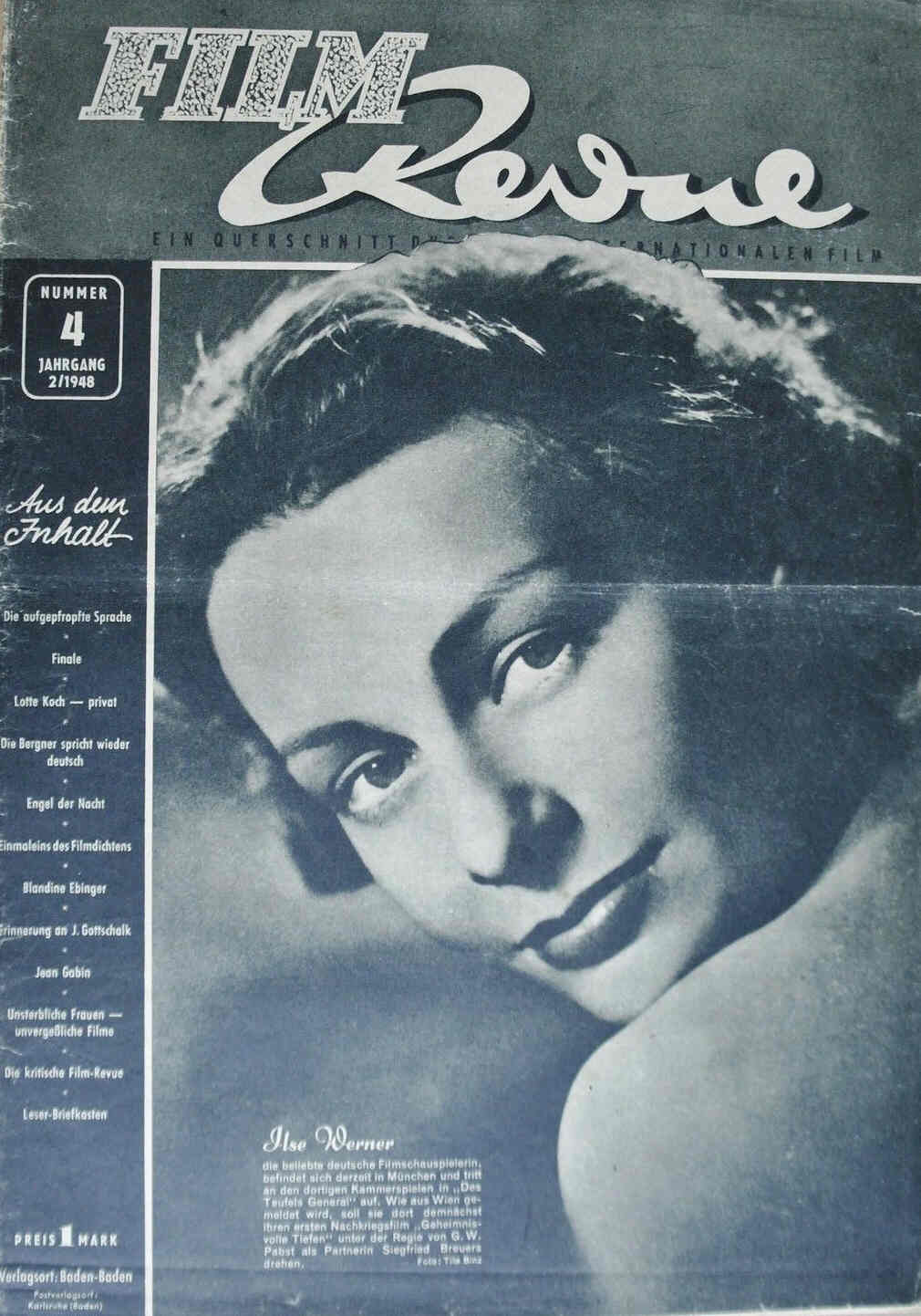 FILM REVUE magazine cover Issue 4  1948