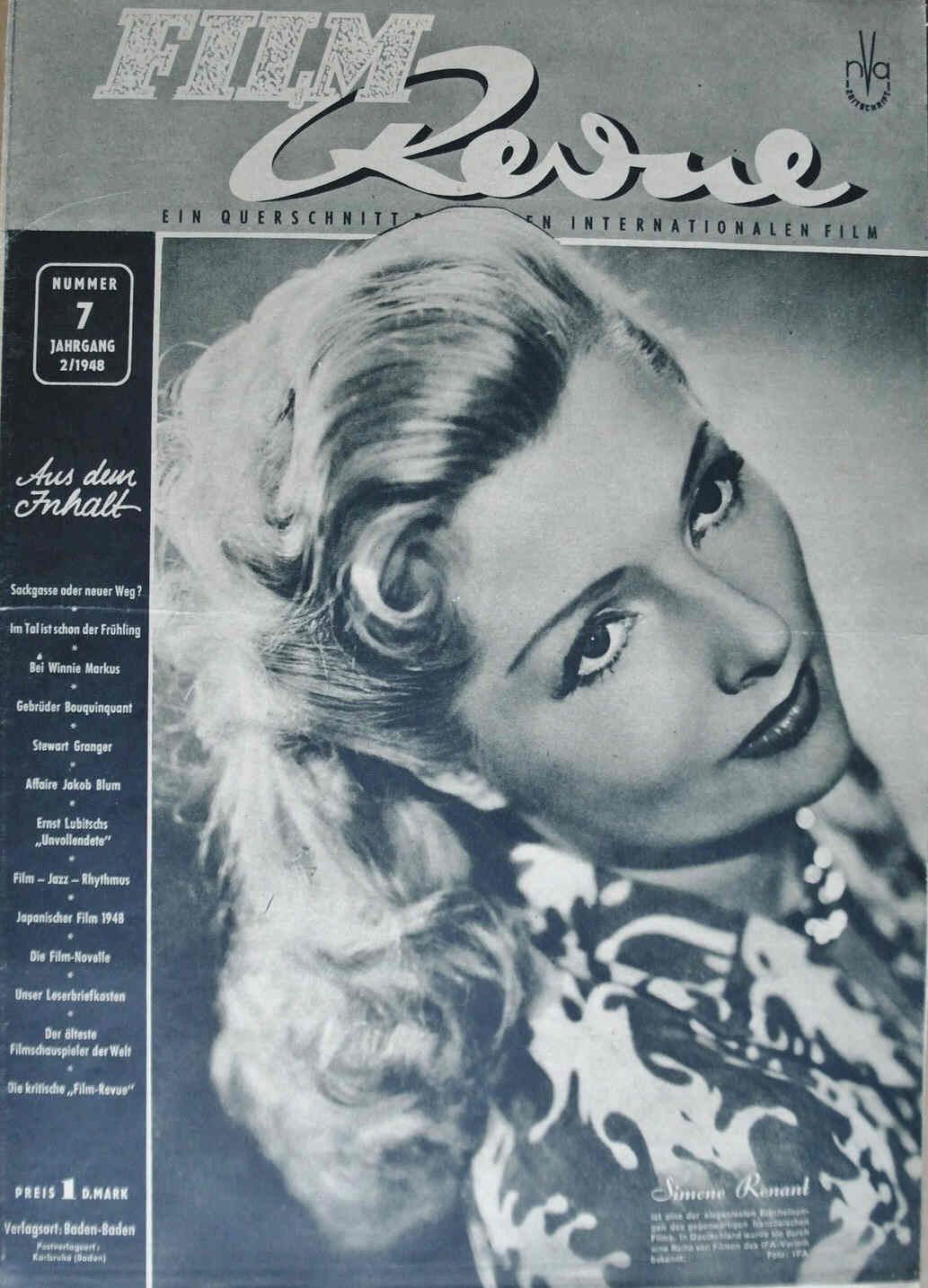 FILM REVUE magazine cover Issue 7  1948