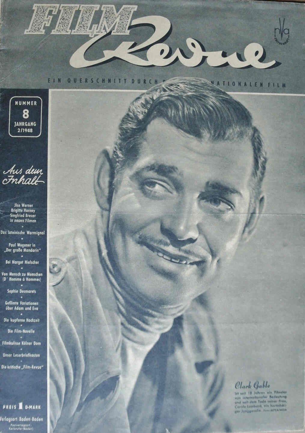 FILM REVUE magazine cover Issue 8  1948