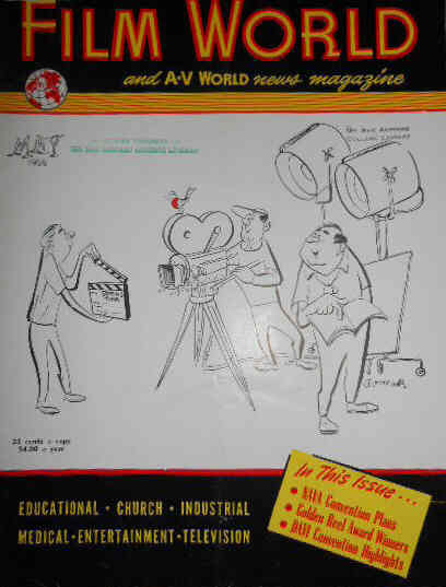 FILM WORLD AND AV WORLD NEWS magazine side cover May 1955