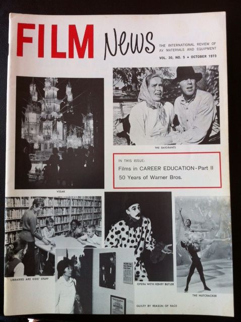FILM NEWS (AV) magazine side cover  Vol 30 # 5 October 1973