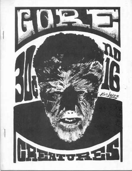 GORE CREATURES magazine cover Issue 16 September 1969