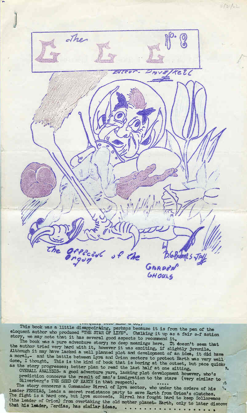 GARDEN GHOULS GAZETTE magazine cover Issue 8  1962