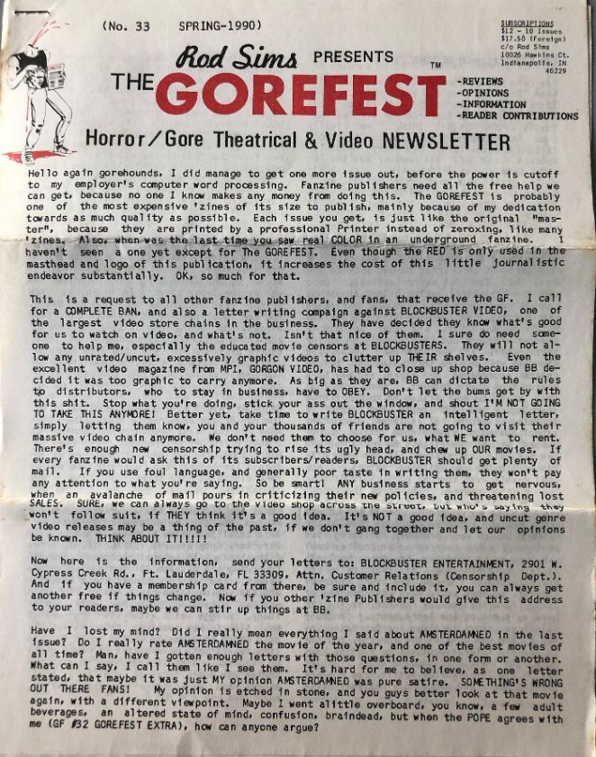 GOREFEST | THE magazine cover Issue 33 Spring 1990
