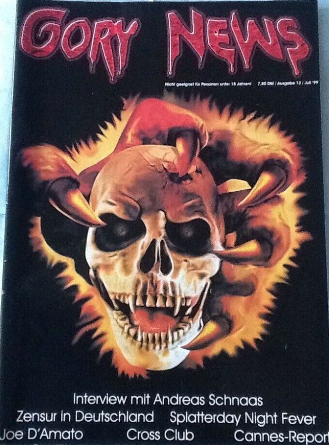 GORY NEWS magazine side cover Issue 13 July 1999