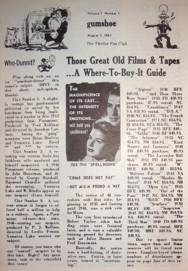 GUMSHOE magazine side cover Issue 1 1 August 1981