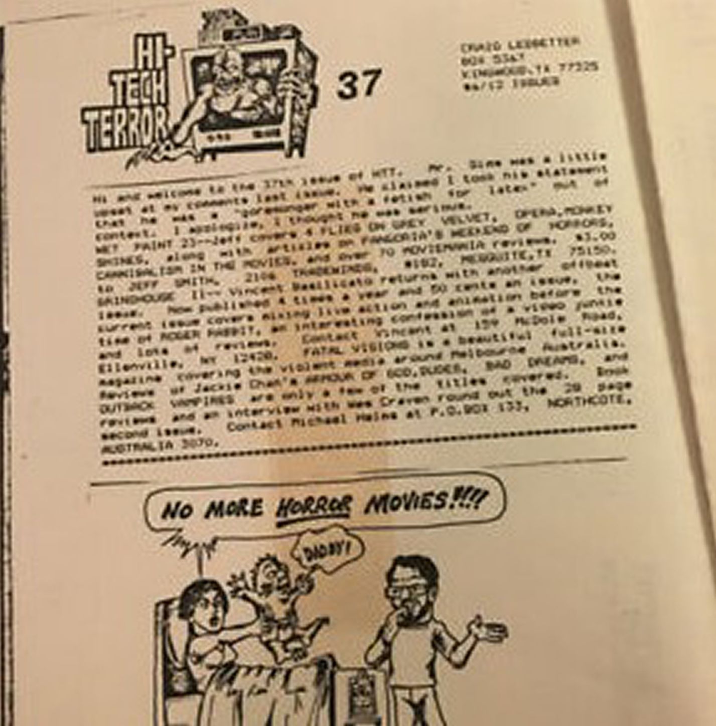 HI-TECH TERROR magazine side cover Issue 37   