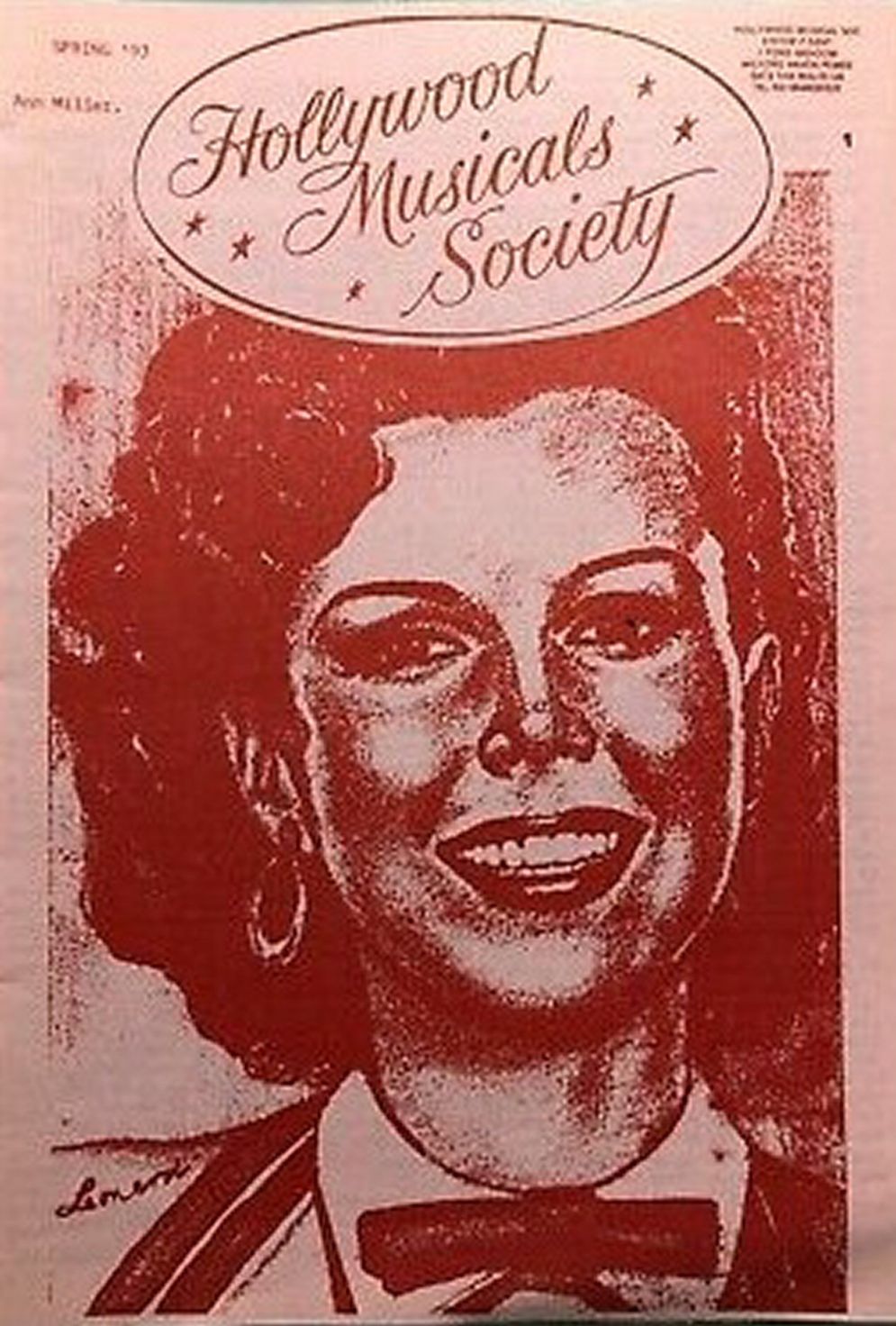 HOLLYWOOD MUSICALS SOCIETY magazine side cover Spring 1993