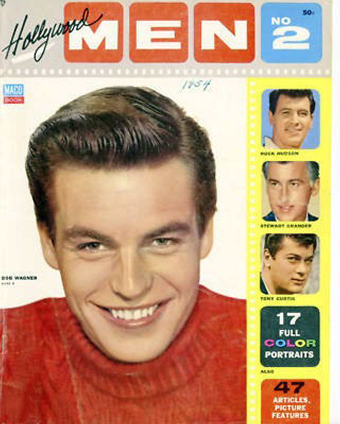 HOLLYWOOD MEN magazine side cover Issue 2   1954