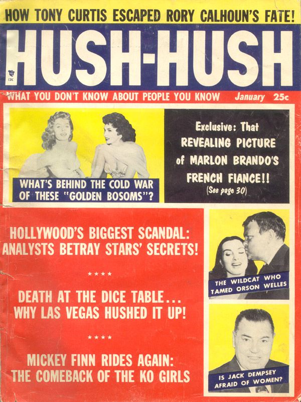 HUSH-HUSH magazine side cover Issue 5  Vol 2 # 5 Vol 2 # 5 January 1956