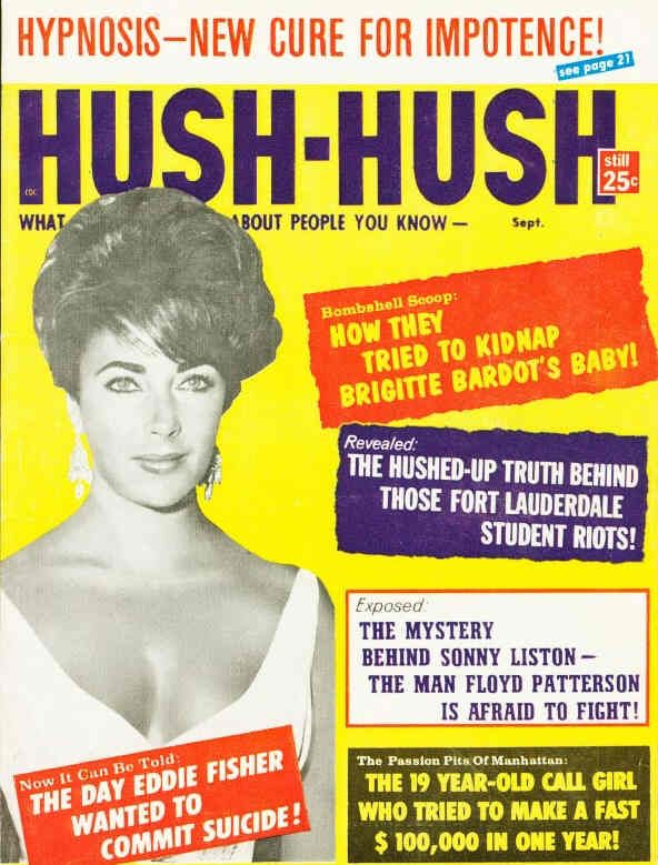 HUSH-HUSH magazine side cover Issue 36  Vol 7 # 36 Vol 7 # 36 September 1961