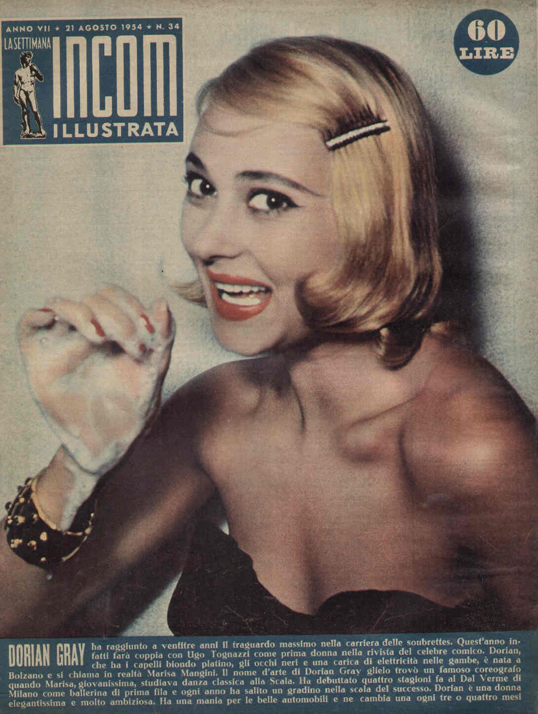 SETTIMANA INCOM magazine cover 21 August 1954