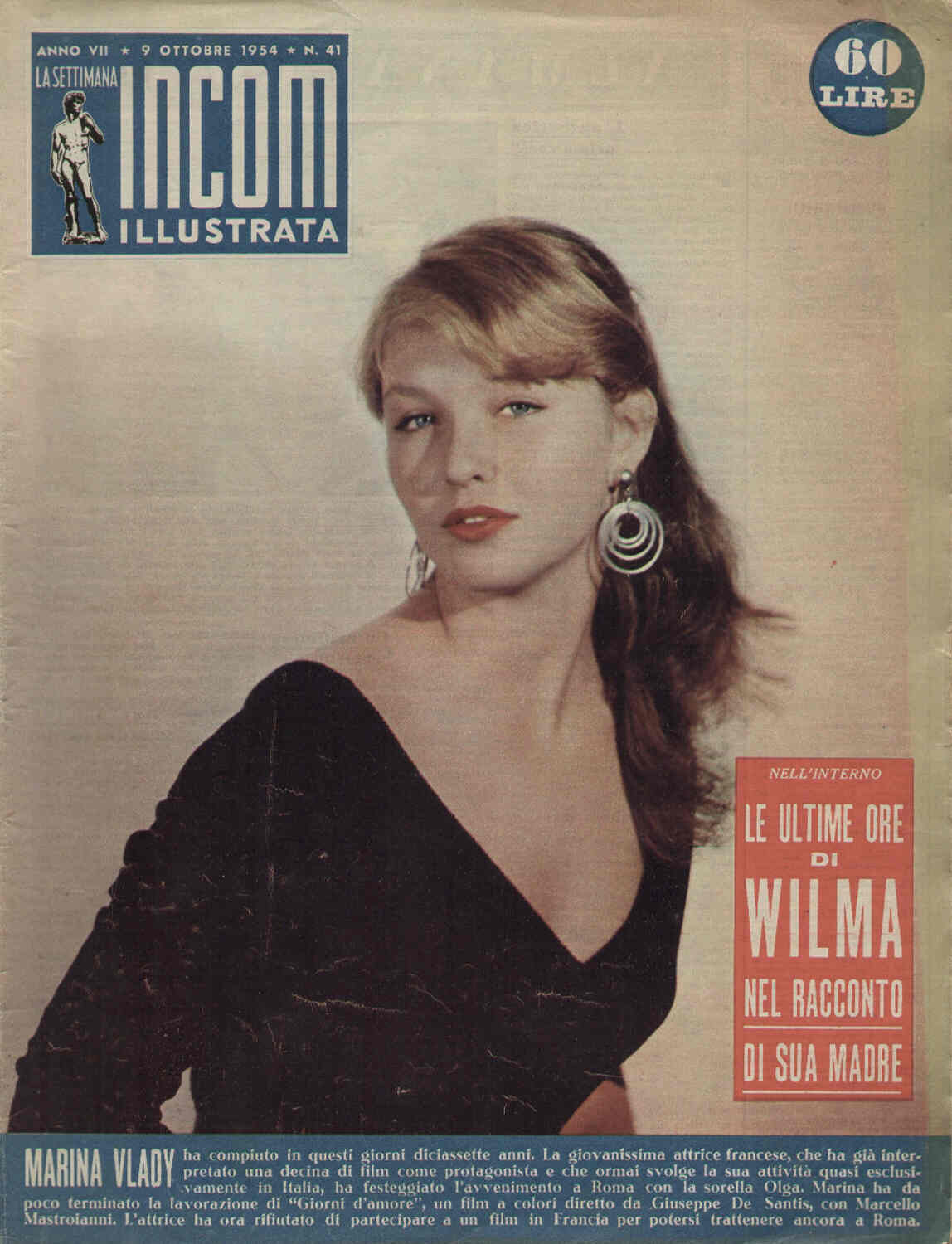 SETTIMANA INCOM magazine cover 9 October 1954
