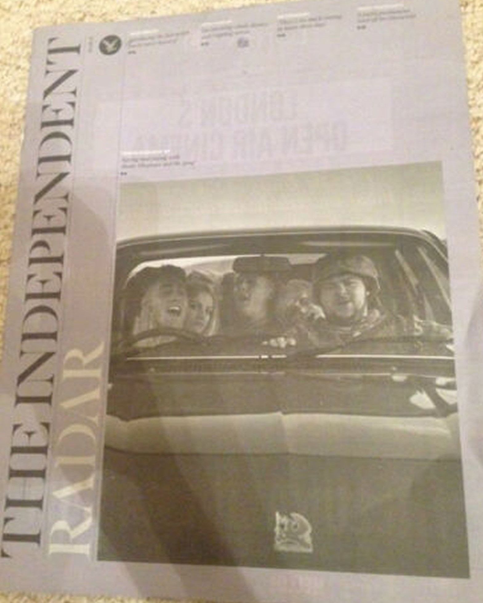 INDEPENDENT RADAR magazine side cover 29 August 2015