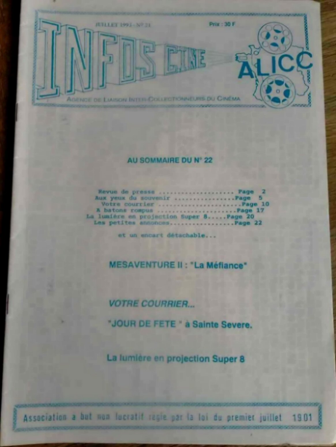 INFOS-CINE magazine side cover Issue 22  October 1993