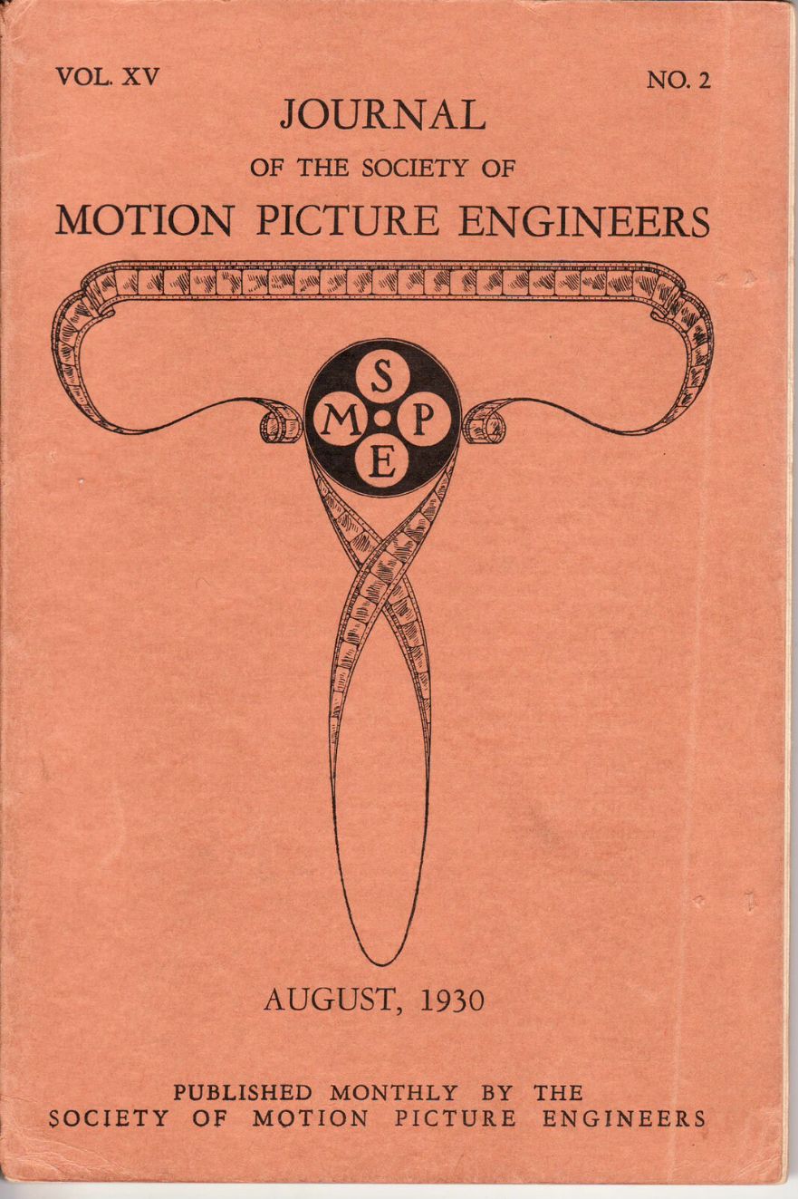 JOURNAL OF THE SOCIETY OF MOTION PICTURE ENGINEERS magazine cover  August 1930