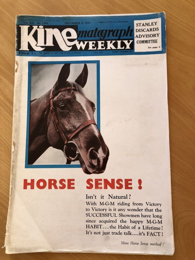 KINE WEEKLY magazine cover 9 December 1937