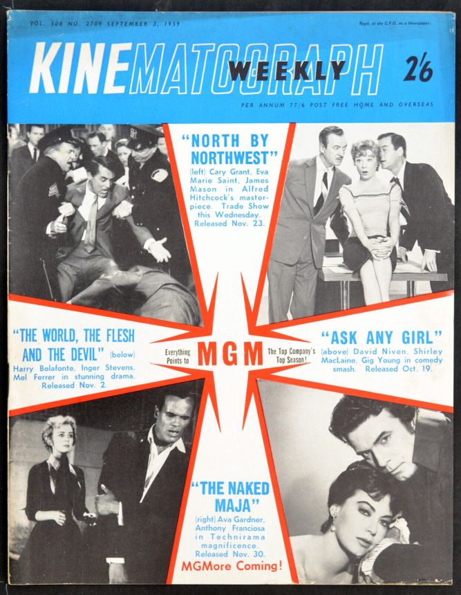 KINE WEEKLY magazine cover 3 September 1959