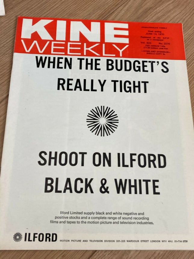 KINE WEEKLY magazine cover 13 June 1970