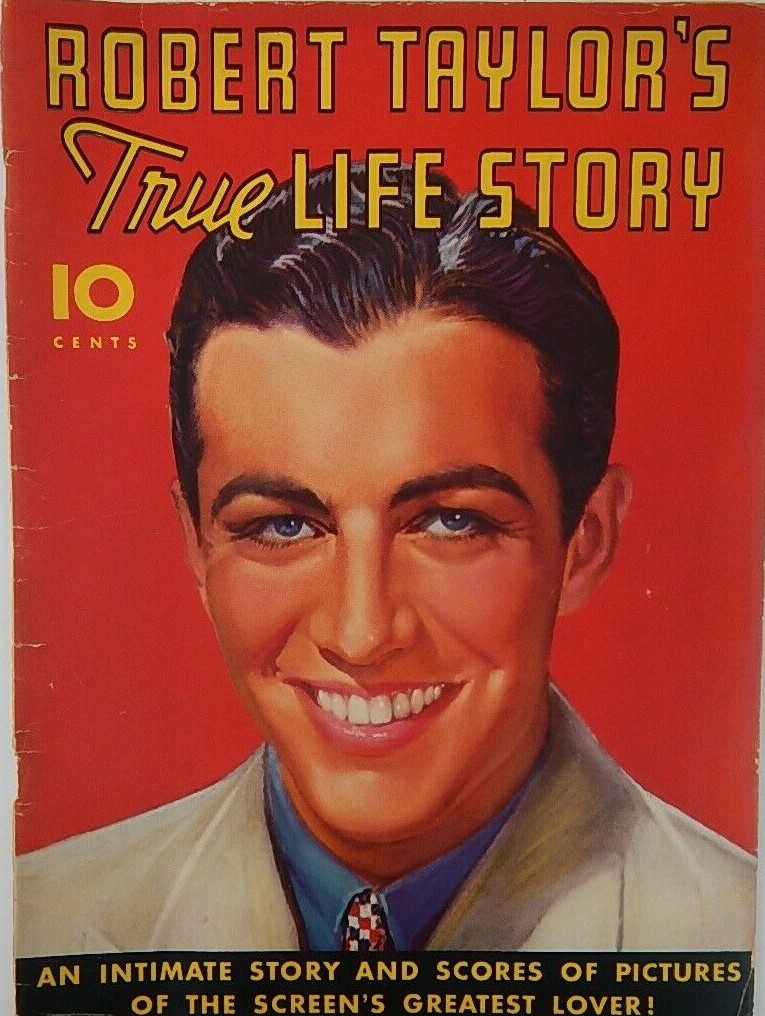 LIFE STORY (Dell) magazine side cover  Robert Taylor   1937