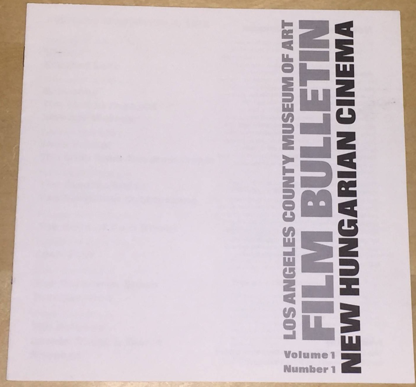 LOS ANGELES COUNTY MUSEUM OF ART FILM BULLETIN magazine side cover Issue 1 February 1973