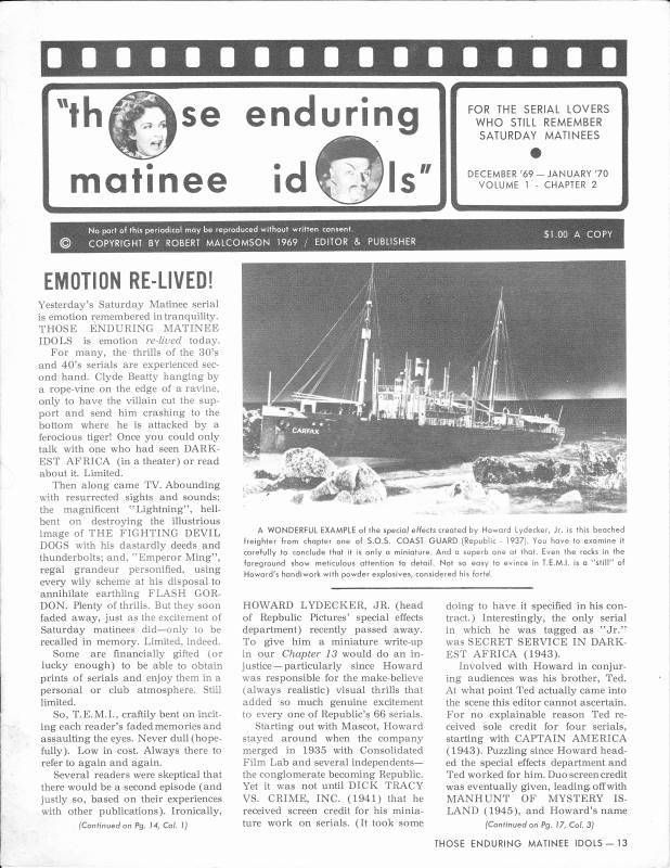 THOSE ENDURING MATINEE IDOLS magazine cover Issue 2  
