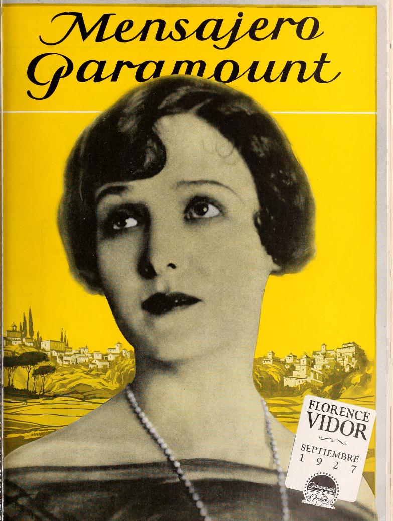 MENSAJERO PARAMOUNT magazine side cover September 1927