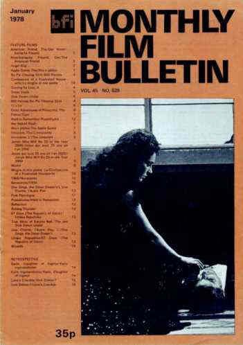 MONTHLY FILM BULLETIN magazine cover Issue 528 January 1978