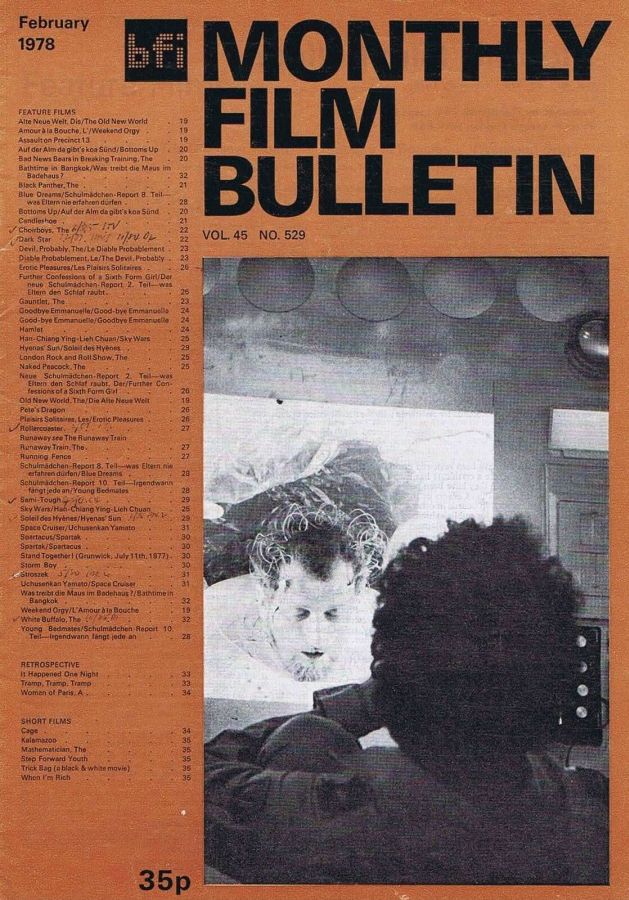 MONTHLY FILM BULLETIN magazine cover Issue 529 February 1978
