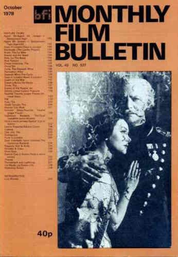 MONTHLY FILM BULLETIN magazine cover Issue 537 October 1978
