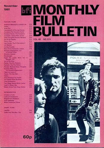 MONTHLY FILM BULLETIN magazine cover Issue 574 November 1981