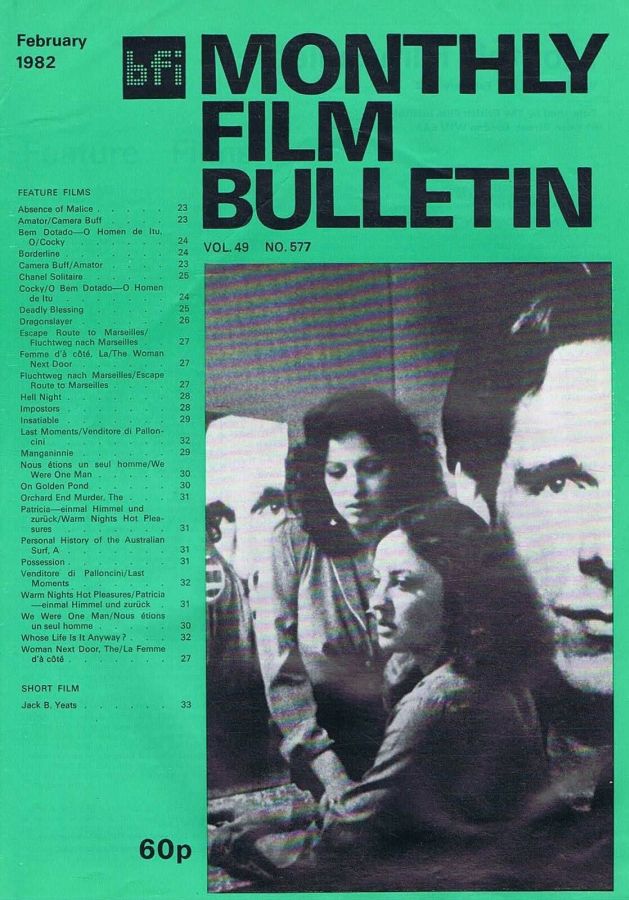 MONTHLY FILM BULLETIN magazine cover Issue 577 February 1982