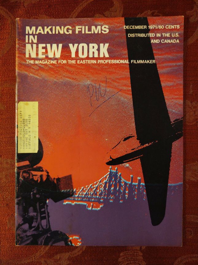 MAKING FILMS IN NEW YORK magazine side cover  December 1971