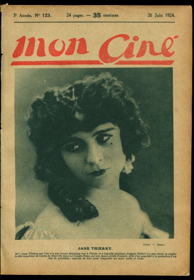 MON CINE magazine cover Issue 123 26 June 1924