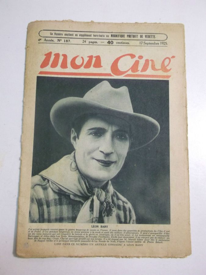 MON CINE magazine cover Issue 187 17 September 1925