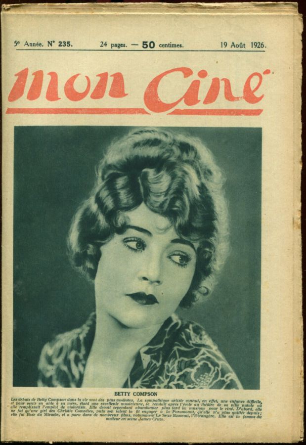 MON CINE magazine cover Issue 235 19 August 1926